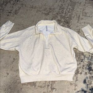 Fabletics Cream Quarter-Zip Sweater size medium
